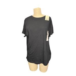 Women’s XL A New Day Basic Black Cotton Short Sleeve T Shirt New With Tags Soft